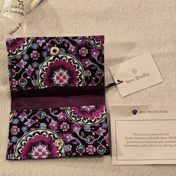 Vera Bradley NEW Card Case Lilac Medallion Purple Floral Retired Pattern RFID - Picture 6 of 10
